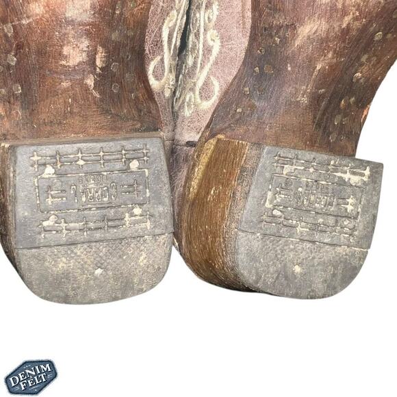 Corral Light Brown/Taupe Cream Crater Bone Embroidered Western Cowboy Boots - Picture 11 of 16